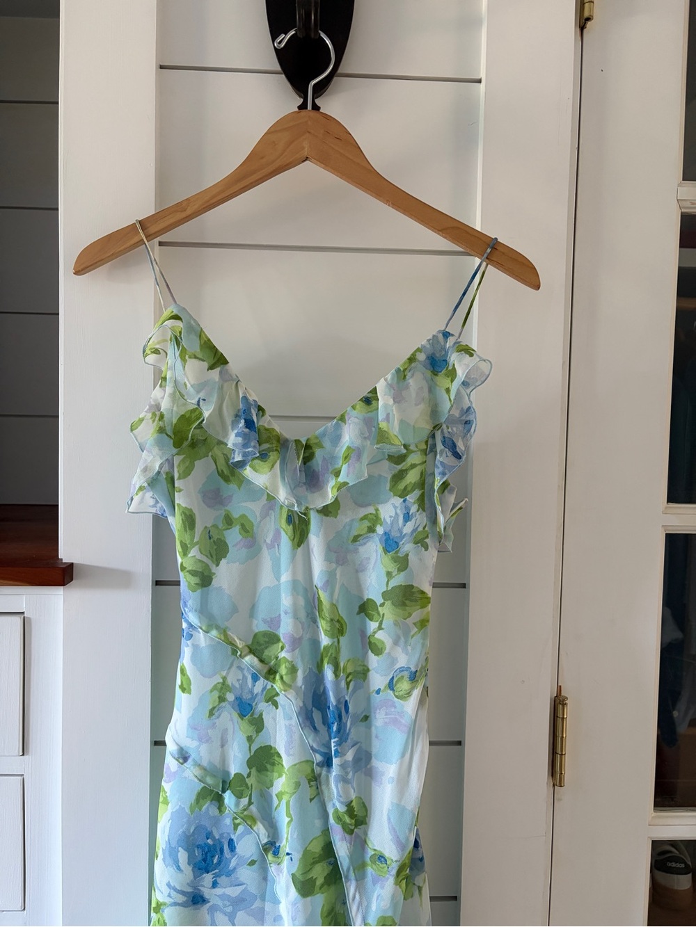 Mango “Azalie” Blue and Green Floral Slip Maxi Dress